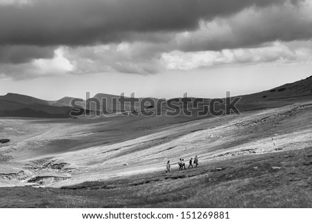 People climbing the mountain Royalty-Free Stock Photo #151269881