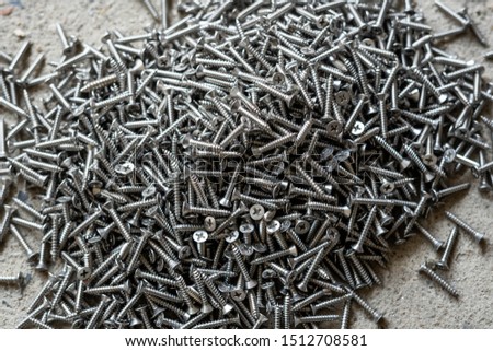 tapping screws made od steel, metal screw, iron screw, chrome screw, screws as a background, wood screw,
