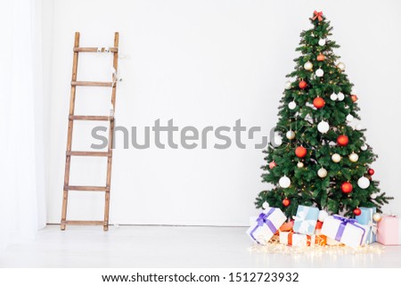 Christmas background New Year Christmas tree gifts garland holiday