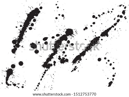 Paint splatter background. Black ink splash background, isolated on white. dirt splat, spray texture, watercolor dust drop. Vector illustration