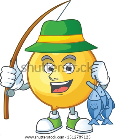 Fishing mundu fruit cartoon in character mascot
