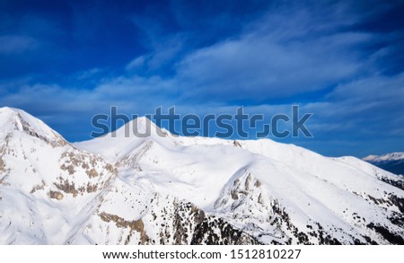 Pirin Mountain in Winter. Peaks mountain Pirin covered in snow in Winter. Bansko, Bulgaria
