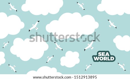 Sea world, marine pattern background vector flat style template. Cute design for web page or print banner design