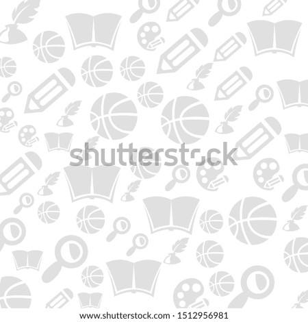 White school horizontal background with school icons. Design for banner, flyer, invitation, poster or greeting card. Vector illustration
