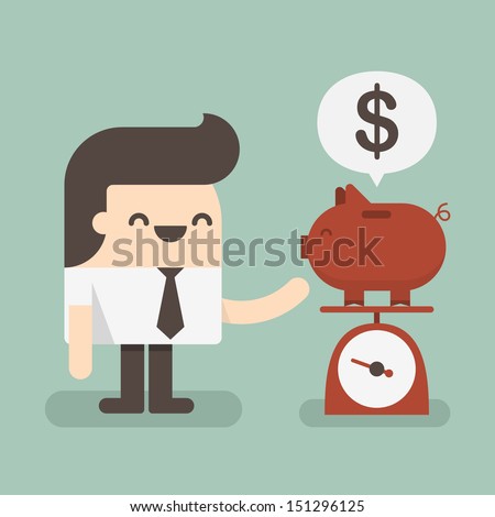 Businessman saving money in a piggy bank 