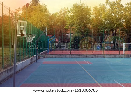 School basketball court in the city center