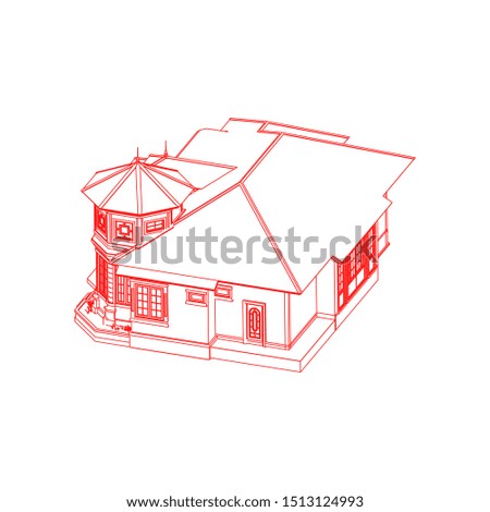 modern architecture exterior. architecture abstract. Blueprint or Wire-frame style