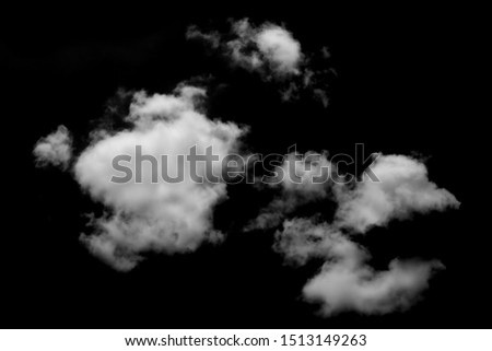 beautiful white cloud shape isolated on black background, nature and background concept.