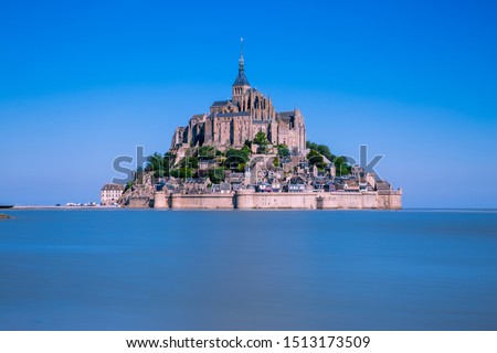 Mont Saint-Michel Bay on a Sunny Summer Day in Normandy France Royalty-Free Stock Photo #1513173509