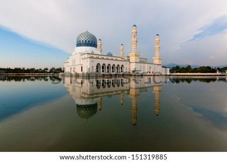 Kota Kinabalu floating mosque at Sabah, Malaysia
