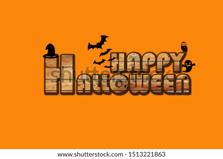 Happy Halloween Text banner on Orange background