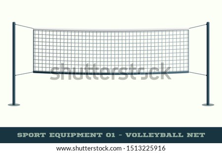 Realistic Volleyball Net for Sport Game, Activity Leisure Isolated on White Background. Vector illustration of Beach Play Element.