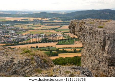 Bad Staffelstein / Germany – 07.09.2018: View from table mountain STAFFELBERG near the town of Bad Staffelstein, Bavaria, region Upper Franconia, Germany Royalty-Free Stock Photo #1513236758