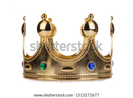 Gold Crown with jewel isolated isolated on white background Royalty-Free Stock Photo #1513272677