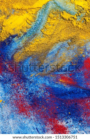 Mixed colored pigments filling the photo frame, forming a beautiful abstract image