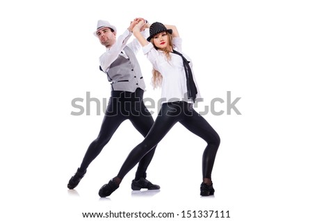Pair of dancers dancing modern dances