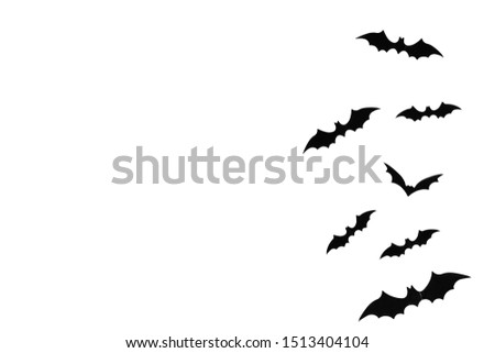Halloween concept isolated on white background. Halloween paper decorations. Flat lay, top view and copy space