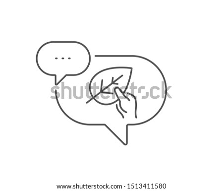 Organic tested line icon. Chat bubble design. Bio cosmetics sign. Paraben symbol. Outline concept. Thin line organic tested icon. Vector