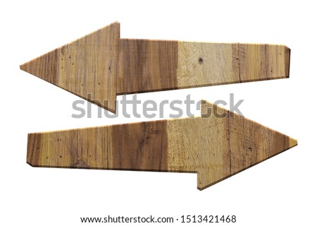 Wood arrow sign isolated on white background