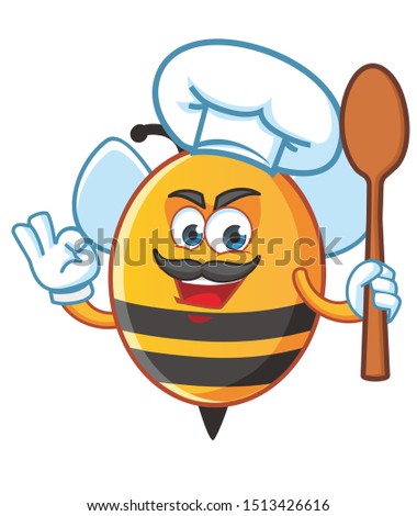 chef bee mascot character vector design