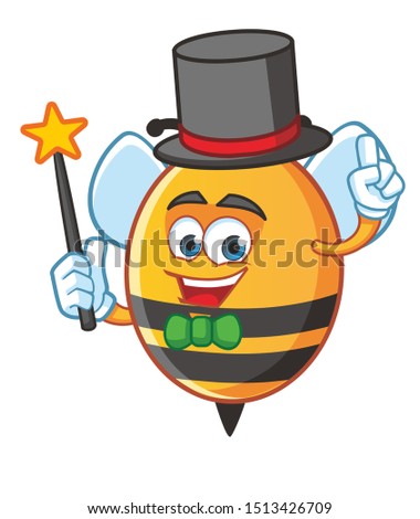 magician bee mascot character vector design