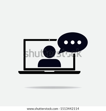 Online training in laptop icon. Vector illustration Royalty-Free Stock Photo #1513442114