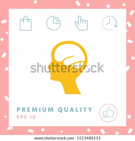Head with brain symbol icon. Graphic elements for your design