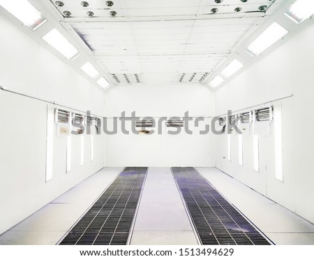Automotive paint room,Paint booth in the car repair station Royalty-Free Stock Photo #1513494629