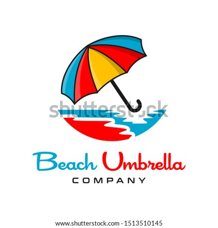 vector beach umbrella logo design