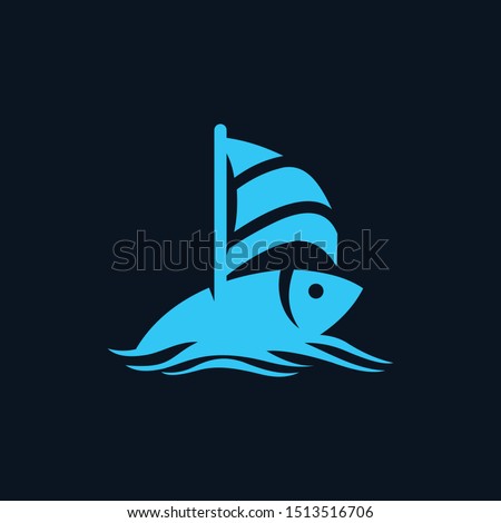 Fish Boat Animal Wildlife Creative Vector Logo