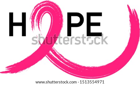 Line art symbol in breast shape. Brush style. Breast Cancer Awareness Month Campaign. Icon design for poster, banner, t-shirt. Illustration isolated on white background.