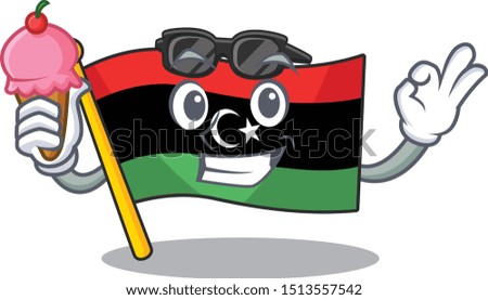 With ice cream flag libya cartoon isolated the mascot