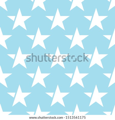 blue seamless pattern with many white big star. vector
