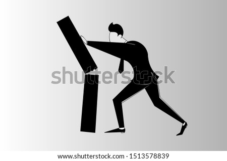 a businessman knocked down a wall illustration for breaking the limit 
