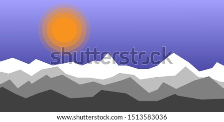 Hills and mountains. Colorful vector minimal landscape. 