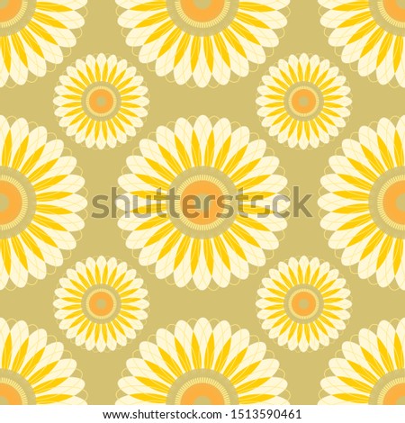 Seamless pattern with flowers, Vector design for paper, cover, fabric, interior decor and other users, Yellow background.
