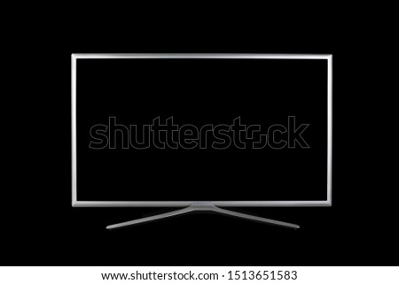 mock up 4K UHD monitor or TV with black screen isolated on black background