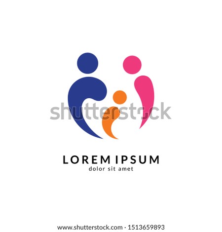 Family health and care logo design vector illustration