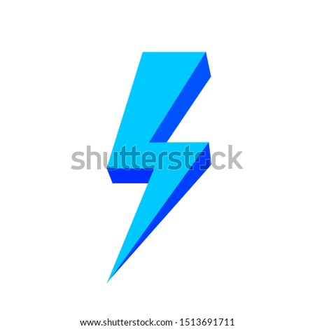 blue thunder icon isolated on white background, thunder storm symbol blue flat lay, clip art thunder, 3d thunder blue for logo