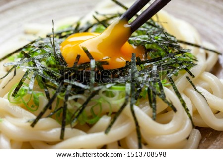 Japanese noodle dishes / chilled udon with egg yolk