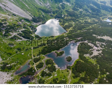 Kurtkowiec and Zielony Staw Gasienicowy, Tatry Mountains, Poland. Aerial Drone shot