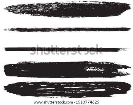 Vector brush set. Black lines and spots on white background