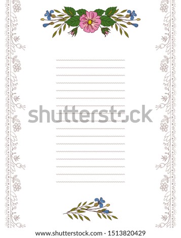 postcard with roses and wild flowers