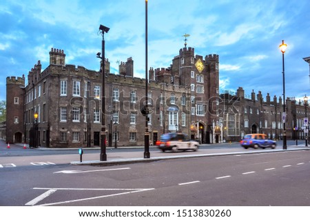St. James's Palace in London at sunset, UK Royalty-Free Stock Photo #1513830260