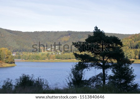 On the photo you can see a nature reserve of the Walloon Ardennes with a forest rich low mountain range with beautiful hills and lakes in the eastern village of Coo in Stavelot Belgium