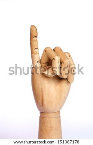 wooden mannequin hand, on white uniform, sign number one American-style