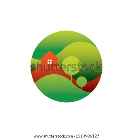 a picture of a house on a hill with gradations of color