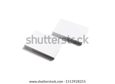Photo of blank business cards on white background. Template for ID. Isolated with clipping path.