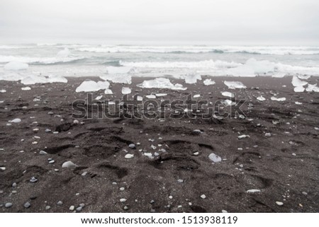 black beach of the Atlantic ocean