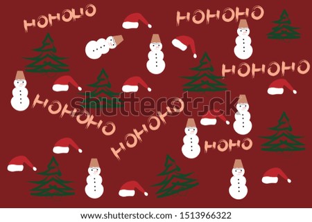 illustration winter holidays snowman christmas tree and ho ho ho